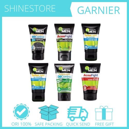 Garnier Men Facial Wash/Foam 100ml Wasabi Anti acne/Power White Double Scrub Original