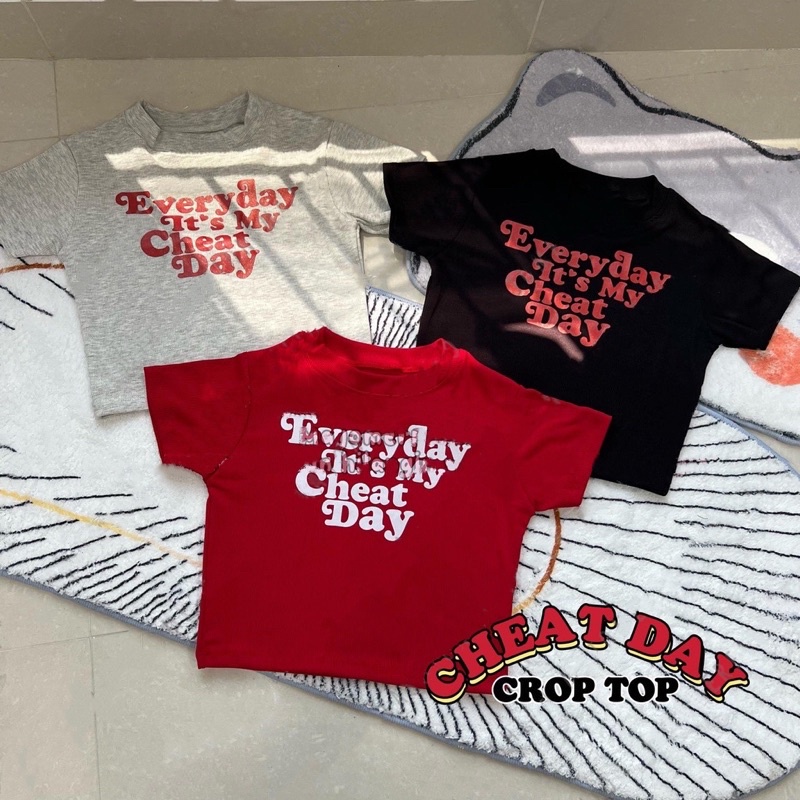 BEFAST - ZGW OOTD Kaos Crop BYUL / Cheat Day Crop Top (LD 88, P 40) / Atasan Kaos Crop Terbaru / Pakaian Wanita / Crop Top Lengan Pendek / OOTD Santai Wanita / Kaos Motif / Crop Top Terlaris / Trendy / Termurah