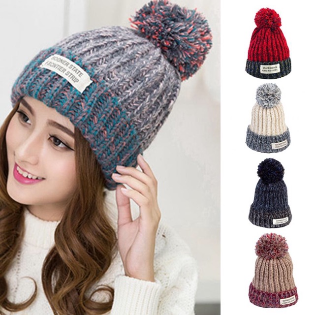 IMPORT MOLLAD Hat Wool Pom Topi Rajut Wool Pom Pom Winter Musim Dingin Hat Beanie infinity