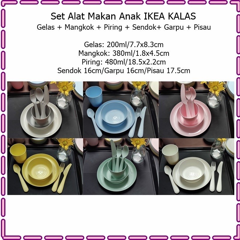 Barangunik2021-Set Alat Makan Anak KALAS isi 6 Pcs / Piring Mangkok Gelas