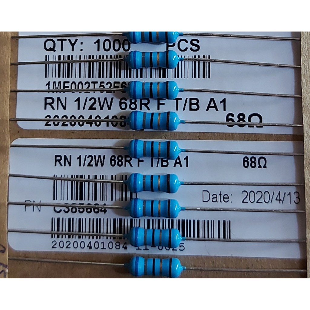 Resistor 68 Ohm 1% 1/2W Metal film