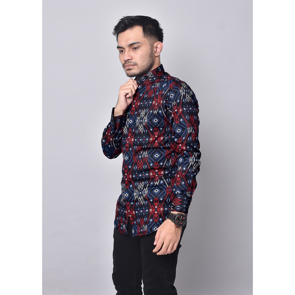 Babedo Kemeja Batik Pria Slim Fit Motif Salju Premium Lengan Panjang