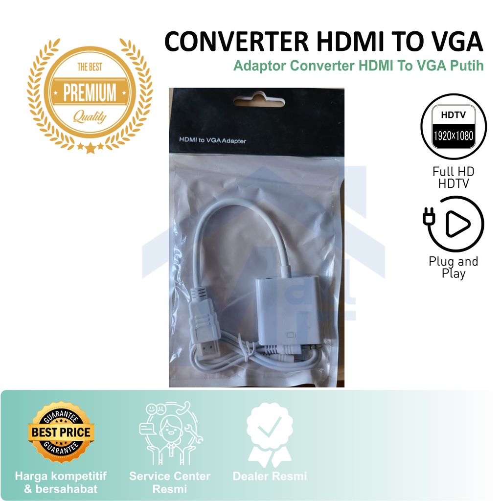 Adaptor converter HDMI to VGA 1080P FULL HD HIGH PREMIUM QUALITY