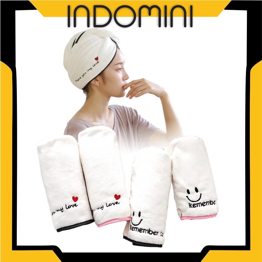 INDOMINI R523 Handuk Keramas cepat kering Bahan Microfiber/ Handuk Turban / Magic towel / Head Towel Fast Dry Hair