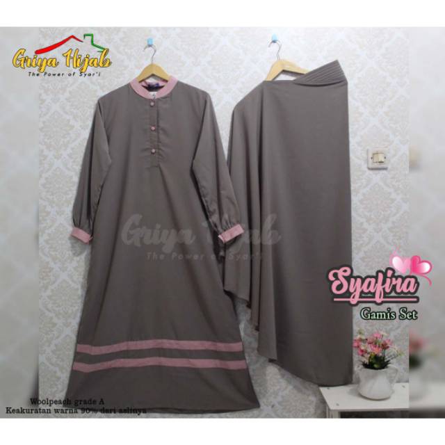 Gamis Syafira Abu - Pink