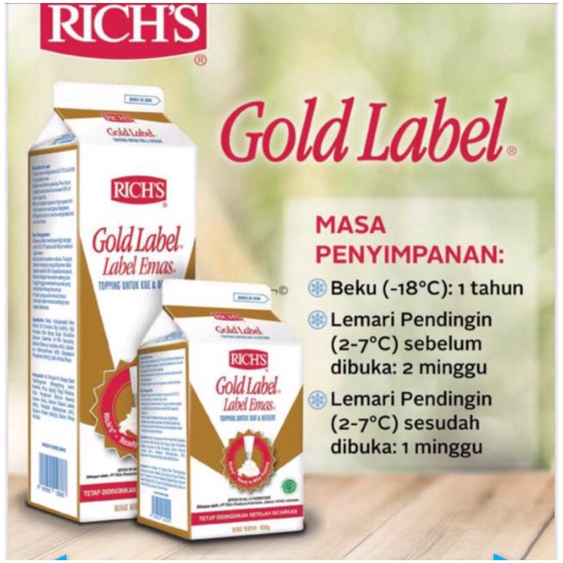 RICHS Wipping Cream Cair Rich's Gold Label 907gr (GOSEND Only) Halal