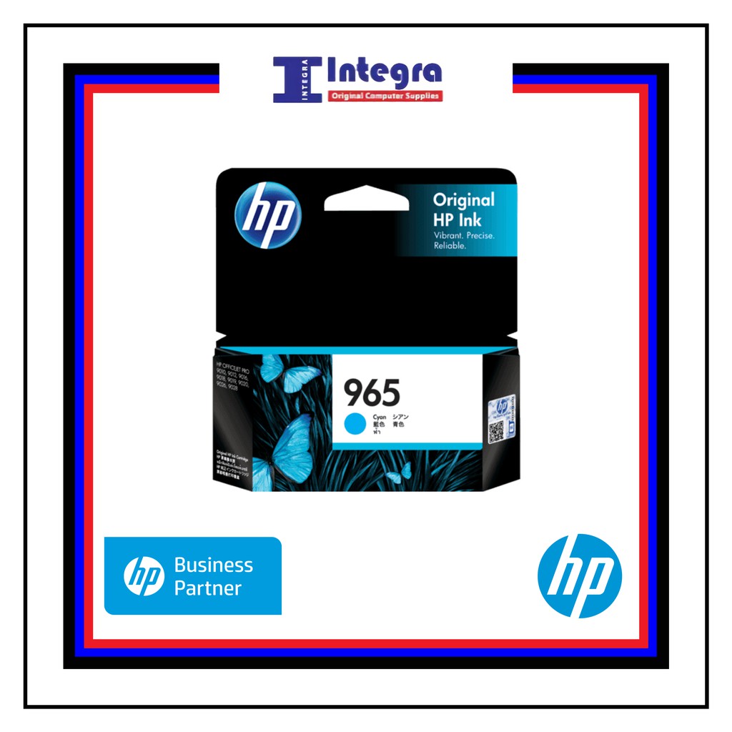 Tinta HP 965 Cyan Original Cartridge - 3JA77AA