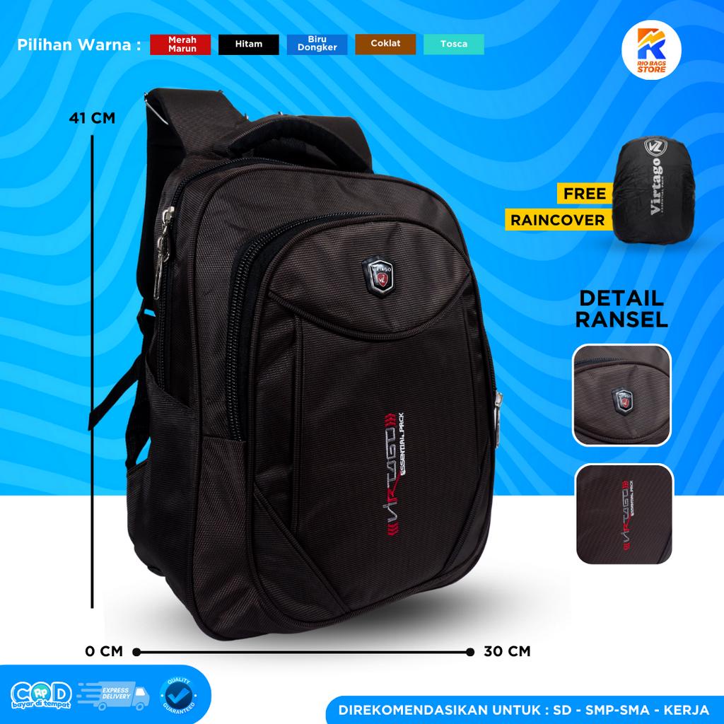 (PROMO) Tas Ransel Sekolah Virtago / Tas Ransel Kerja Virtago Unisex / Tas Ransel SD-SMP-SMA-KERJA