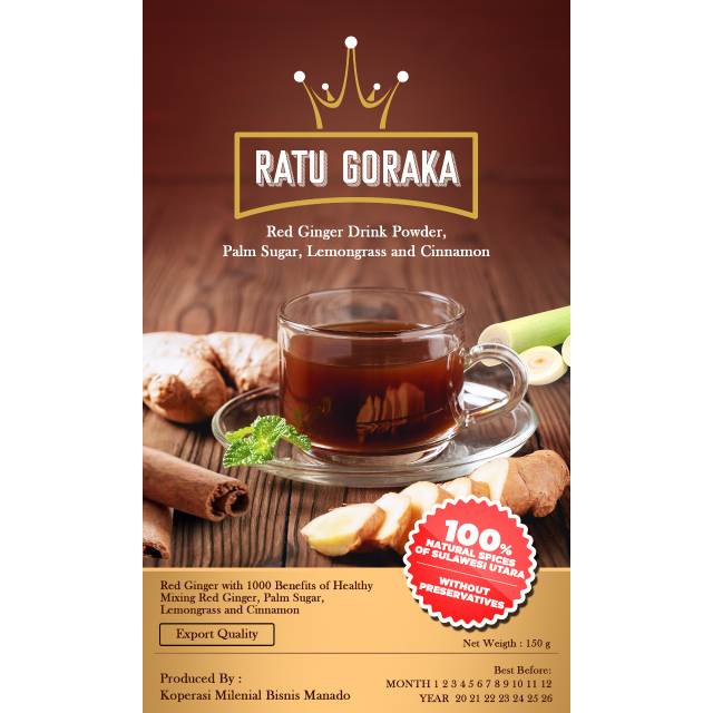 

Minuman Kesehatan Herbal Jahe Merah Ratu Goraka Tersertifikasi Halal MUI Kemasan 150gr Siap Seduh