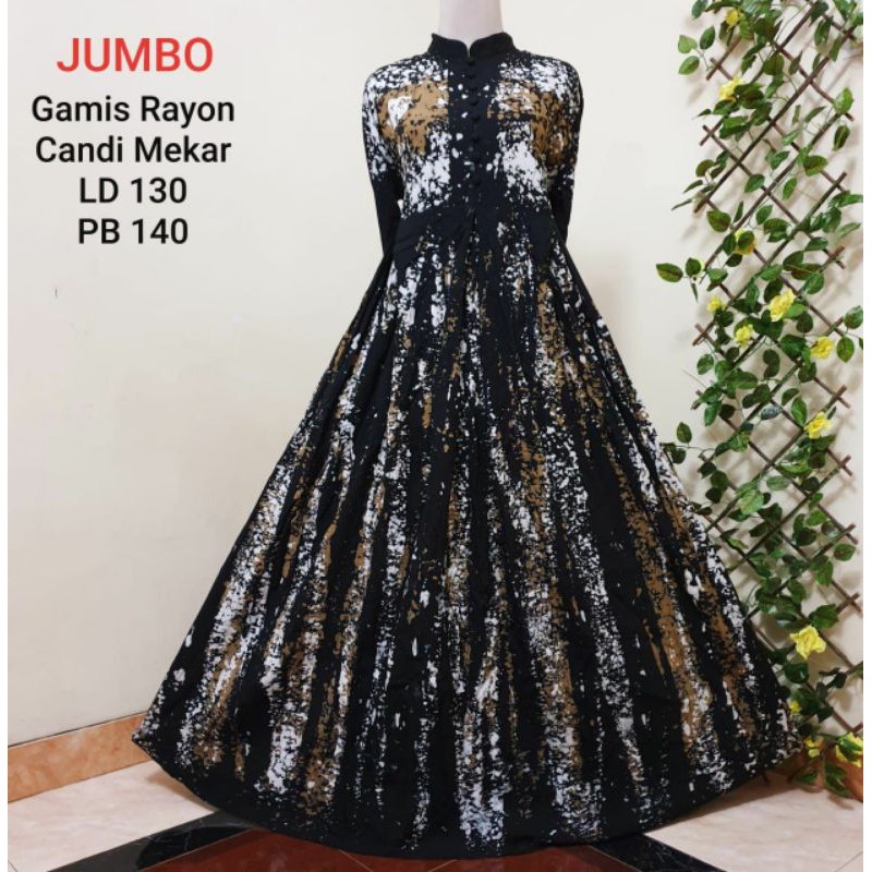 Gamis Twill Rayon Candi Mekar Ukuran Jumbo Ld 130 cm