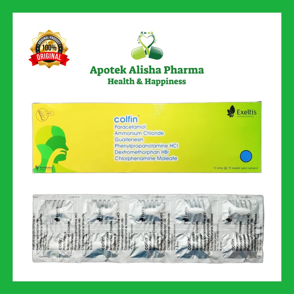 Colfin Kaplet Nufarindo - Colpin Tablet Obat Batuk Alergi / Kering / Flu Pilek / Panas Demam Dewasa 