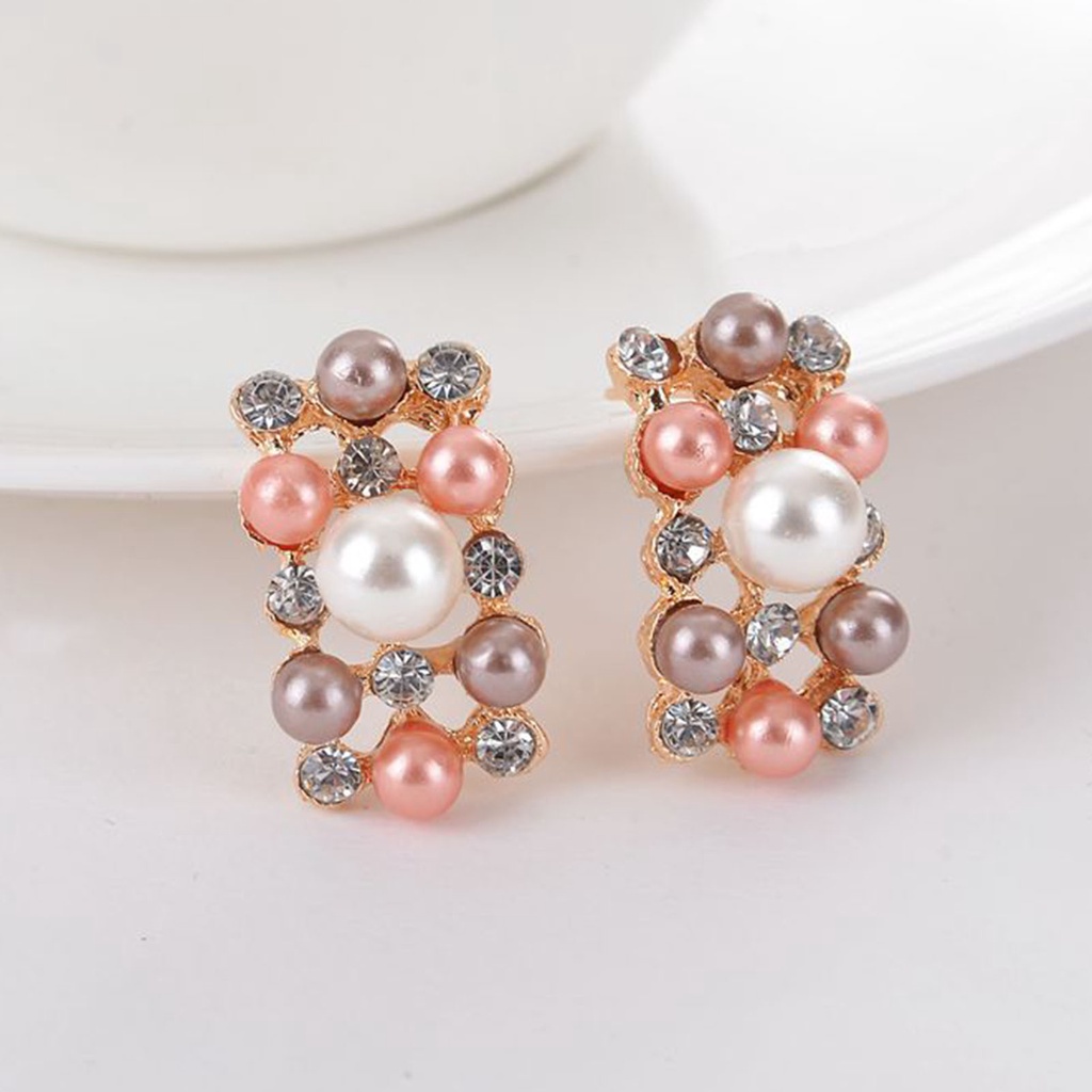 Hu Hu Hu Hu Hu Alat Bantu Pasang Kacamata♡ 2pcs / Set Anting Kalung Mutiara Imitasi Aneka Warna Permukaan Halus Untuk Aksesoris Pernikahan Wanita