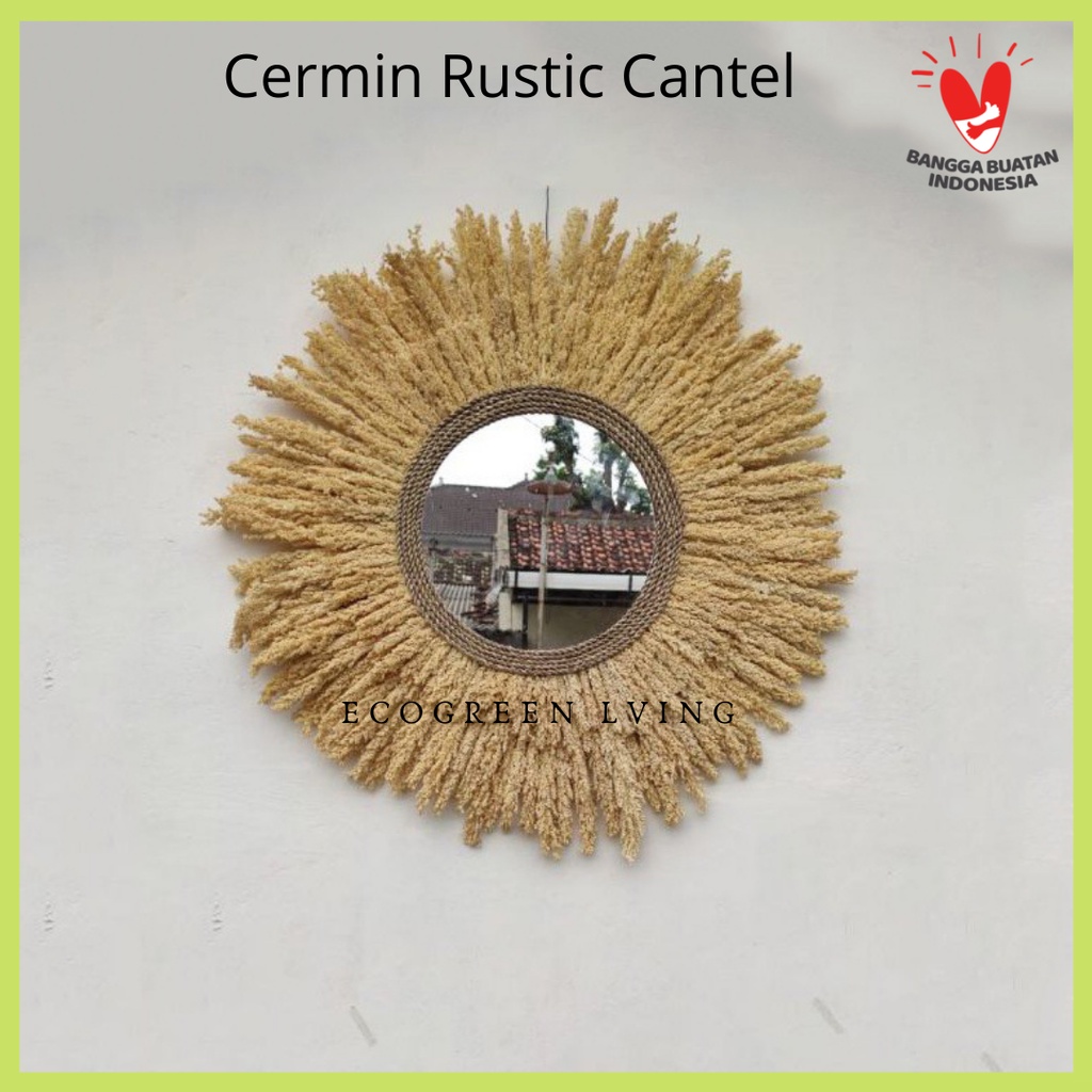 Home Decor Cermin Bunga Cantel / Walldecor Rayung Cantel / Deco Rustic Diameter 70 cm Natural view