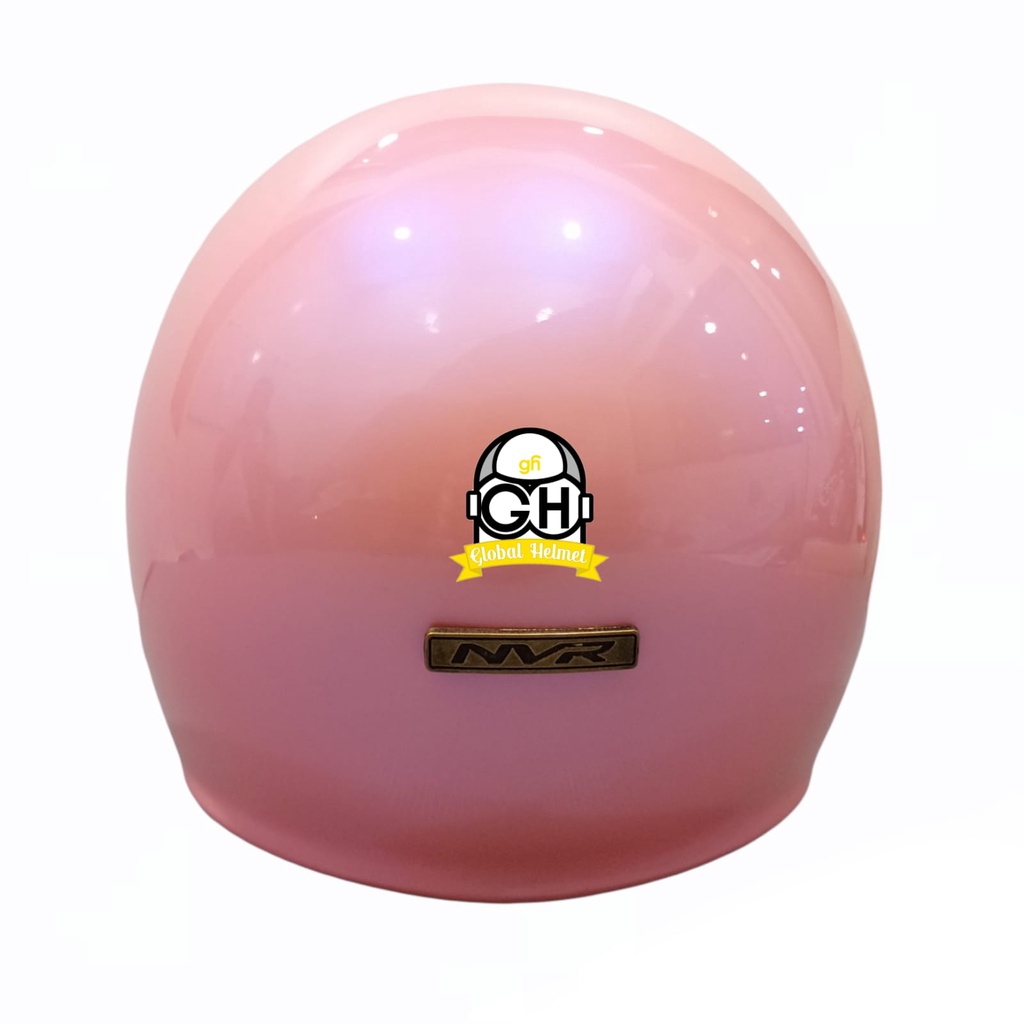 Helm Retro List Chrome Pastel Pink Helm Bogo Half Face SNI Free Kaca Flat