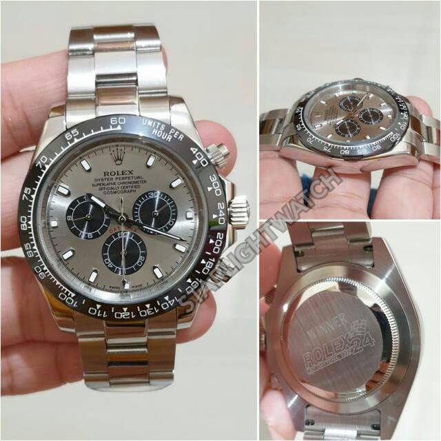 JAM TANGAN PRIA ROLEX DAYTONA AUTOMETIC CHRONO SILVER RING HITAM