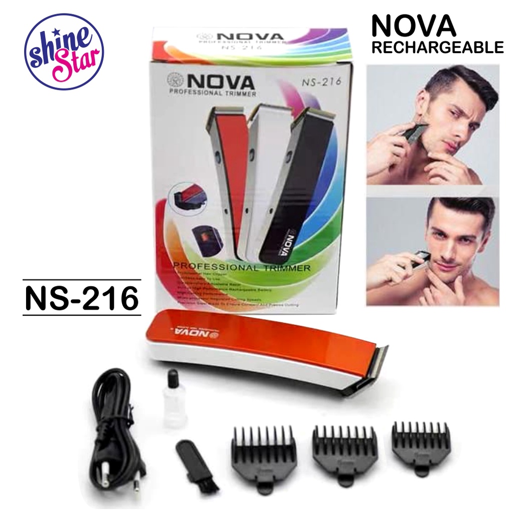 SHINE STAR - COD !! Alat Cukur Rambut - Nova NS-216 / NS 216 Hair Clipper Rechargeable - Alat Cukur Rambut Kumis Jenggot Elektrik 1 Set