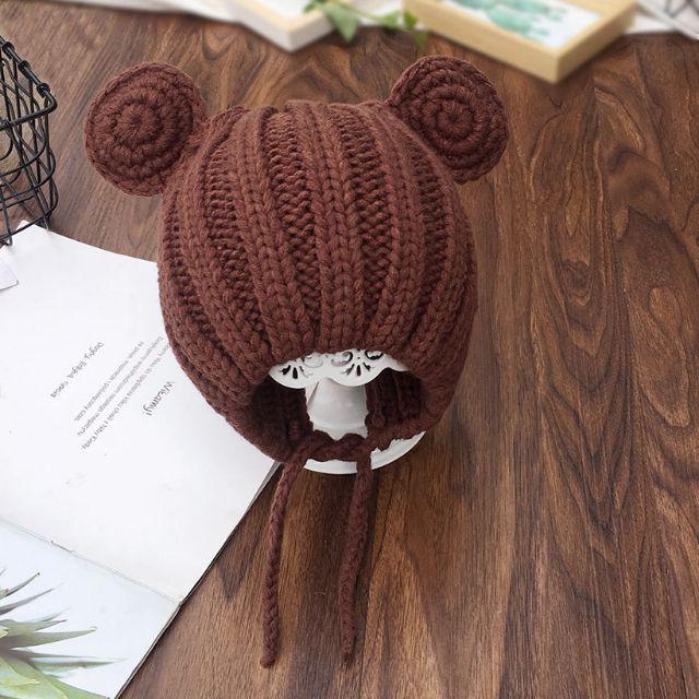 TP6-RAJUT MOUSE Topi Anak Bayi Unisex-Coklat
