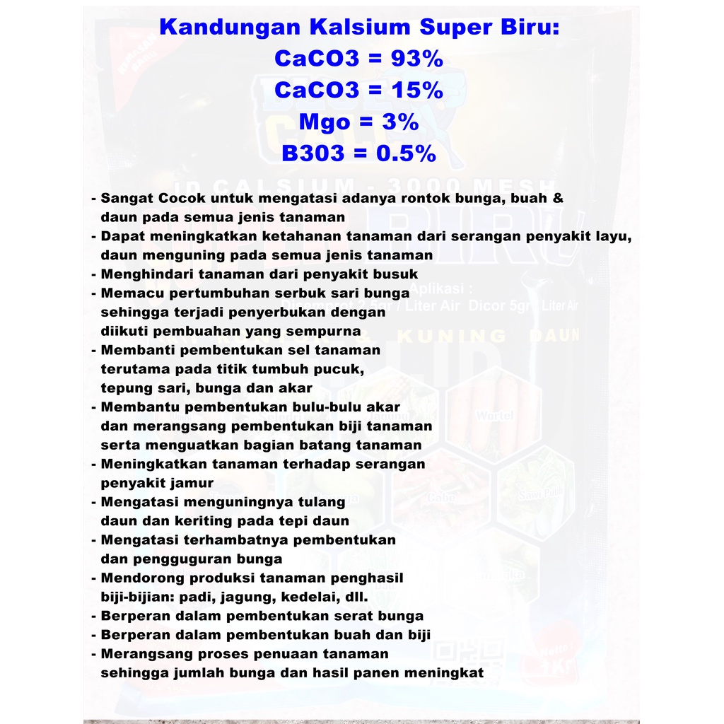 LyLt Pupuk Kalsium Super Biru 1 Kg Plus Magnesium Boron Calsium Fertilizer Penambah Rasa Buah