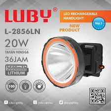 Luby Senter Kepala LED Super Terang Lithium L 2856LN LAMPU PUTIH 20Watt Super LED Tahan Hingga 36Jam