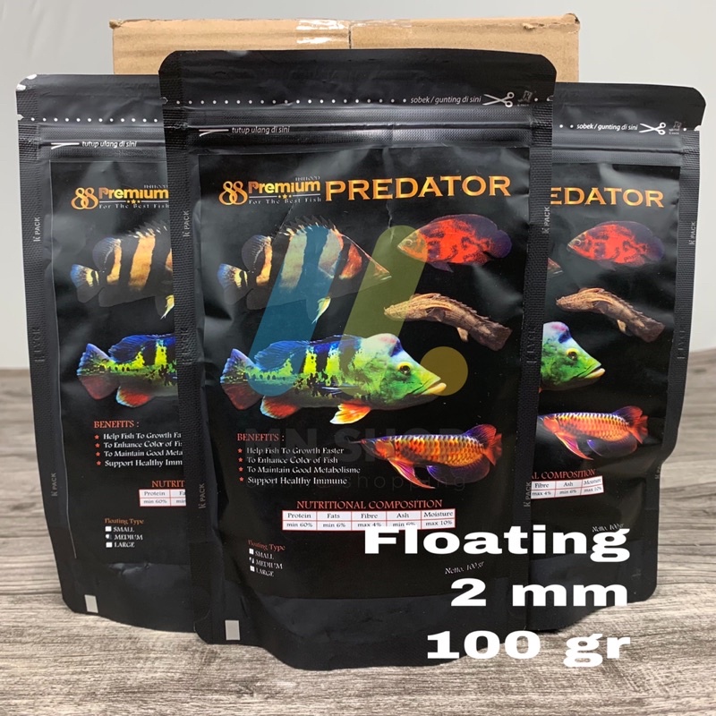 Pelet Ikan Predator Premium 88 Predator 100gr Floating