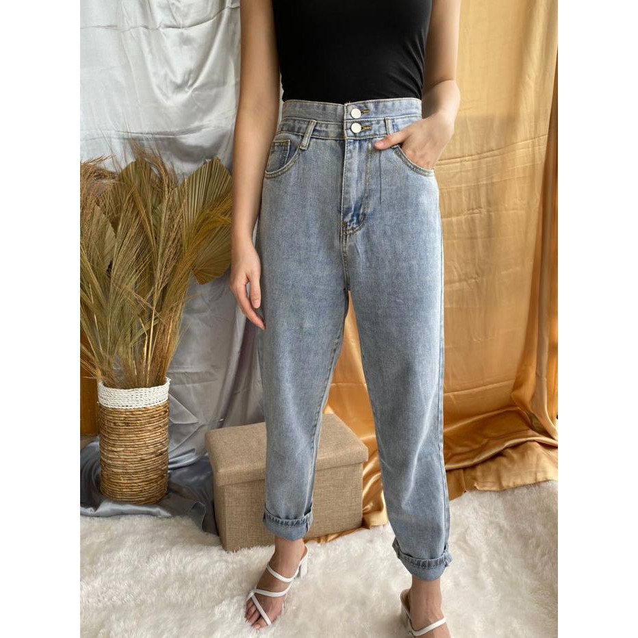 CELANA JEANS PANJANG BOYFRIEND HIGH WAIST JEANS WANITA KEKINIAN - CLASSIC, XL