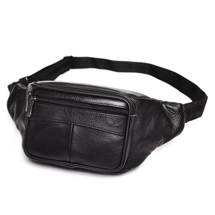 Waist Bag Pria Kulit Sapi Asli Tas Pinggang Selempang Import