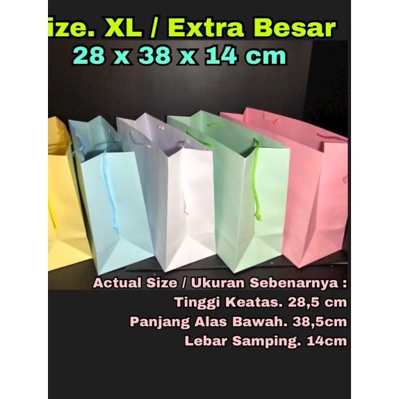 

Best Seller>>-753 paper bag / tas kertas / paperbag / Warna size XL tali warna Besar