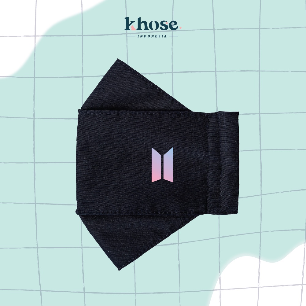 KHOSE Masker Kain 3D 3Ply DEWASA Water Resistant BT$ LOGO / MASKER ARMY