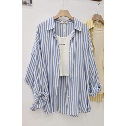 kemeja salur/kemeja wanita/atasan kantor