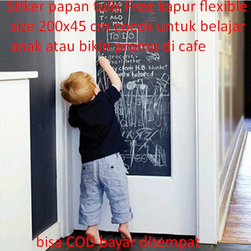 

Stiker papan tulis Free kapur flexible size 200x45 cm cocok untuk belajar anak atau bikin promo di c