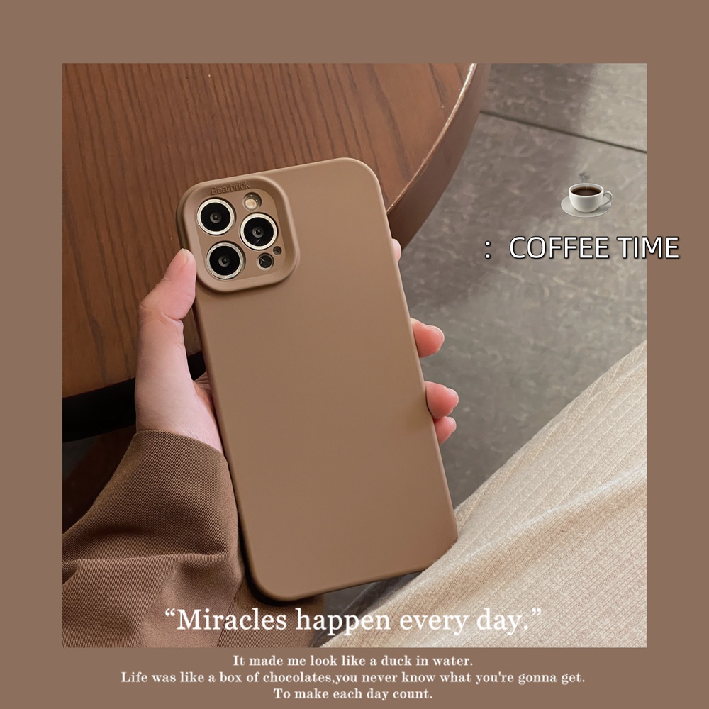 Soft Case Silikon Warna Khaki Untuk iPhone 14 Pro MAX X XS MAX XR 14 Plus 11 12 13 Pro MAX