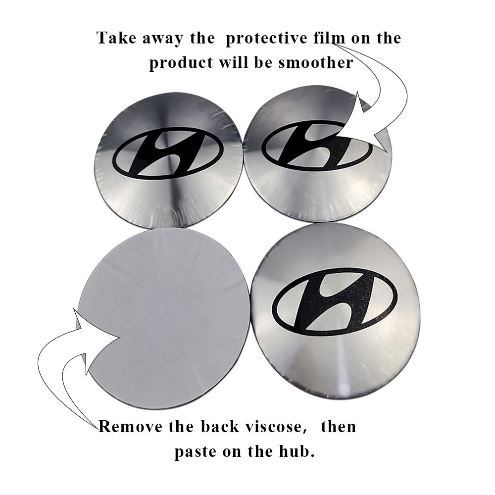 4pcs Stiker Emblem Badge Logo Hyundai Night Knight 56mm Untuk Velg Hub Mobil