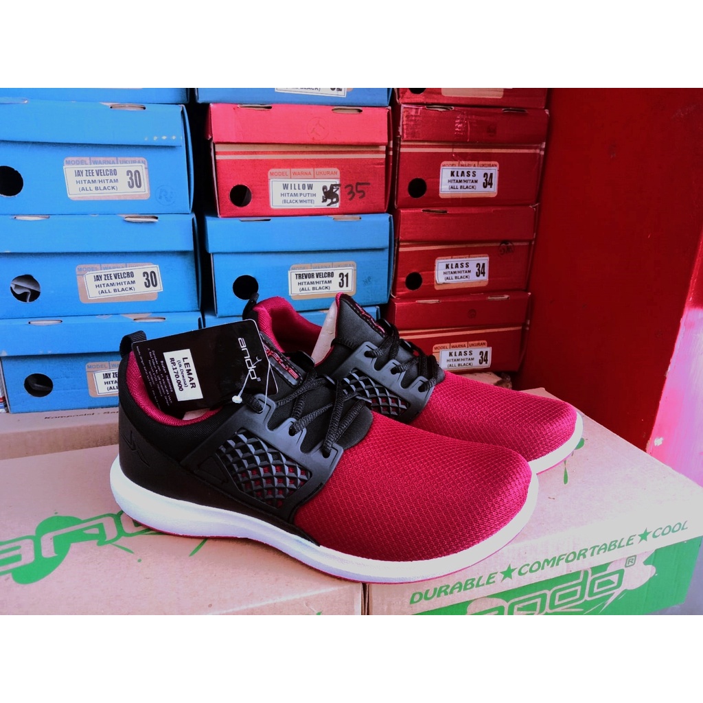 SEPATU SEKOLAH ANDO CARMEN - LEMAR HITAM / MERAH SIZE 38-43 SEPATU PRIA WANITA