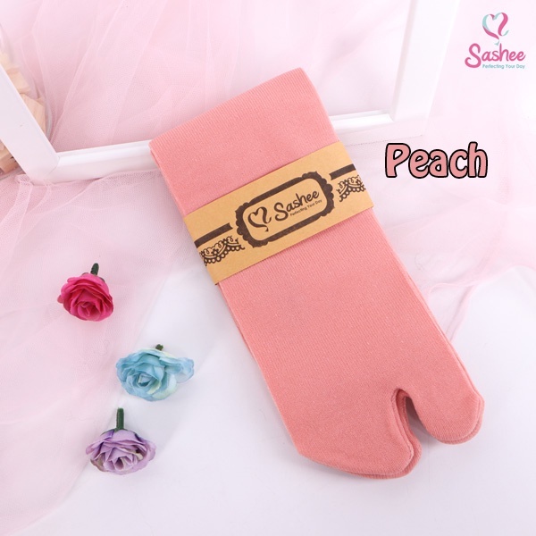 Kaos Kaki Wanita Jempol Dewasa Panjang Warna Polos Muslimah Sashee Original Sepasang All Size-Peach