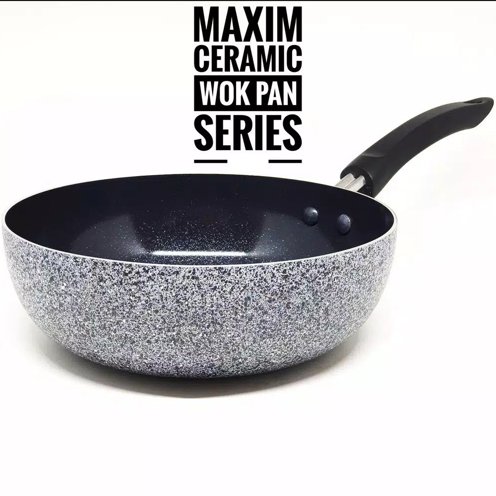 DM - Maxim Neostone Deep Wok 24 Cm Marble Ceramic Wajan Teflon Penggorengan Anti Lengket