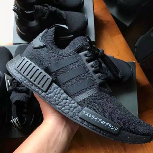 ADIDAS NMD R1 PRIMEKNIT JAPAN TRIPLE BLACK BEST QUALITY PREMIUM ORI