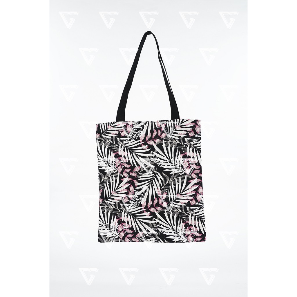 Totebag wanita / tote bag wanita kekinian 2021 kanvas motif Palm Pink