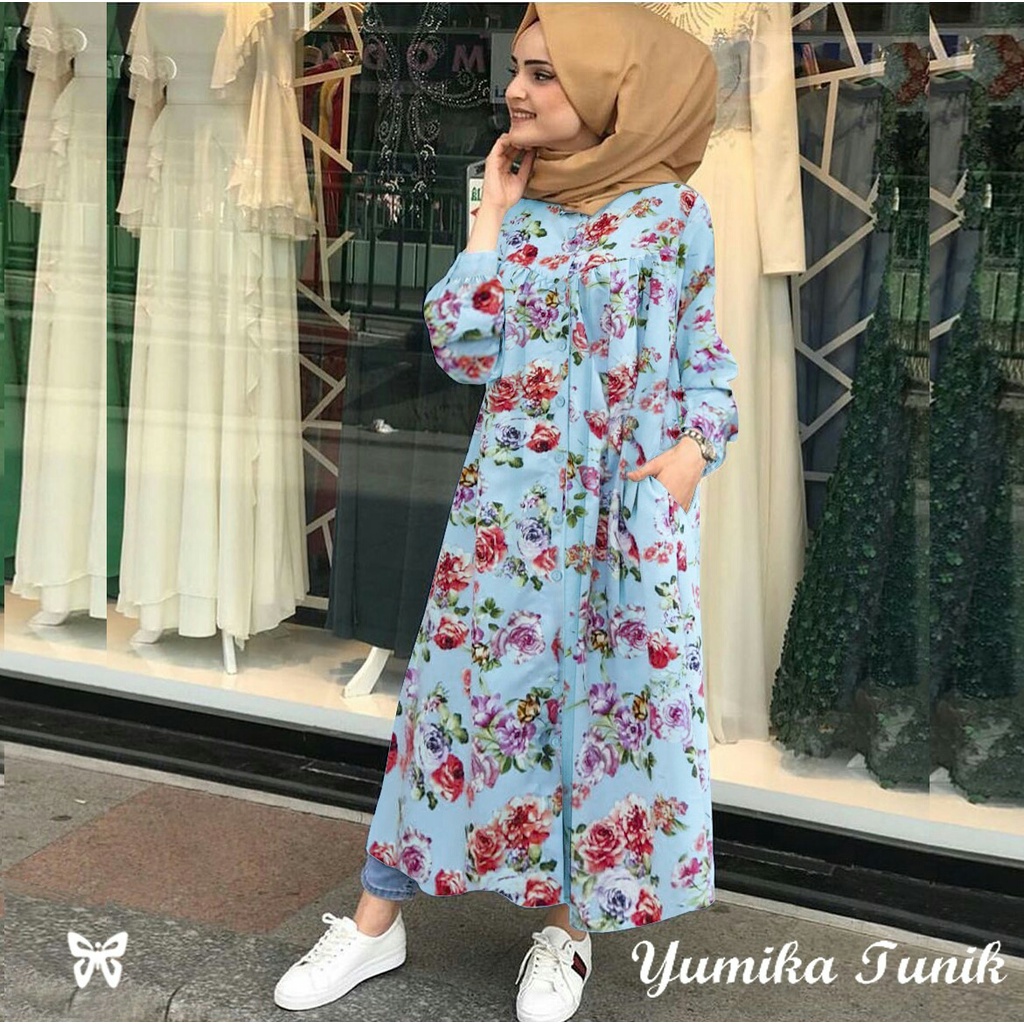 Kemeja Tunik JUMBO Panjang YUMIKA Katun Chembre Good Quality