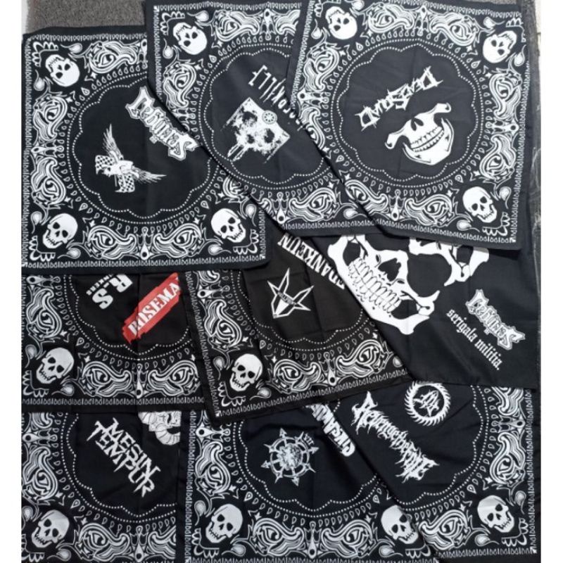 Slayer Bandana Batik Motif Musik Tengkorak