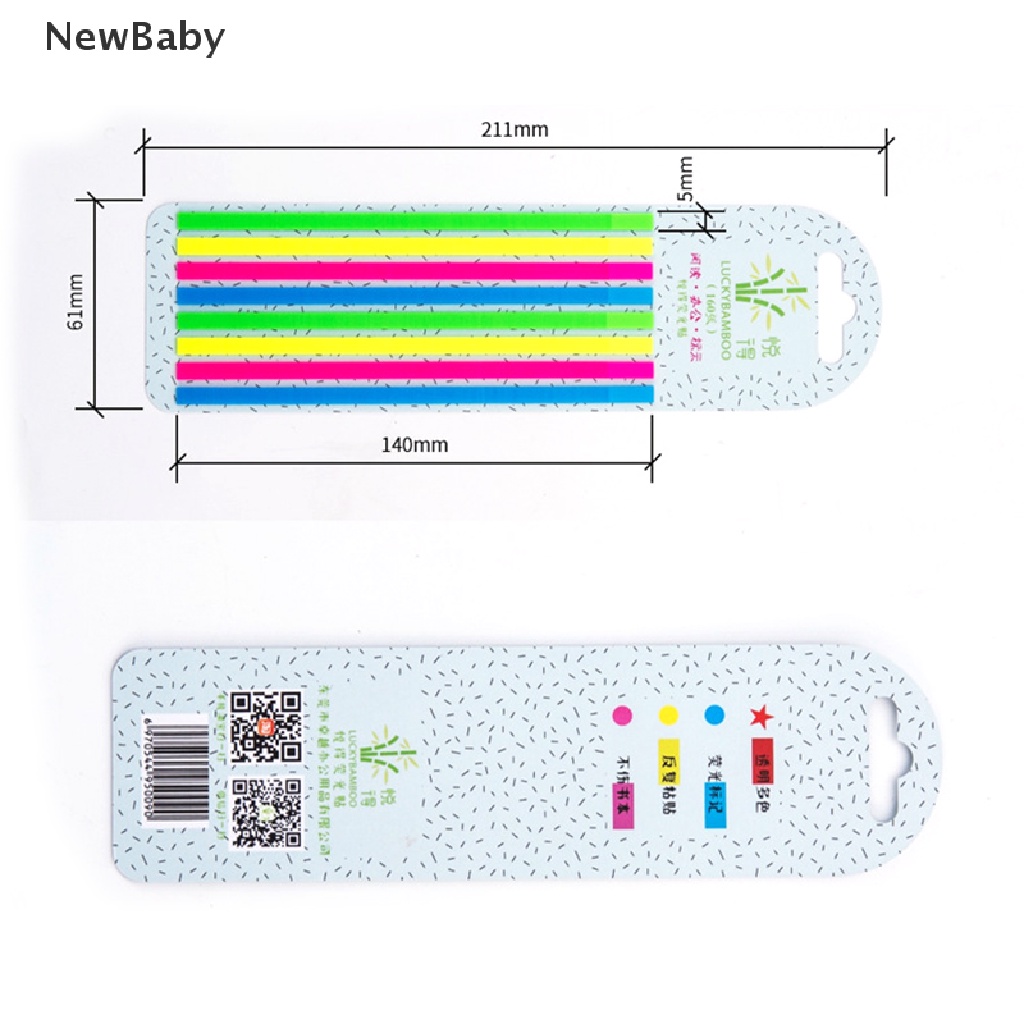 160pcs Sticky Note Warna Transparan Fluorescent Untuk Penanda Buku