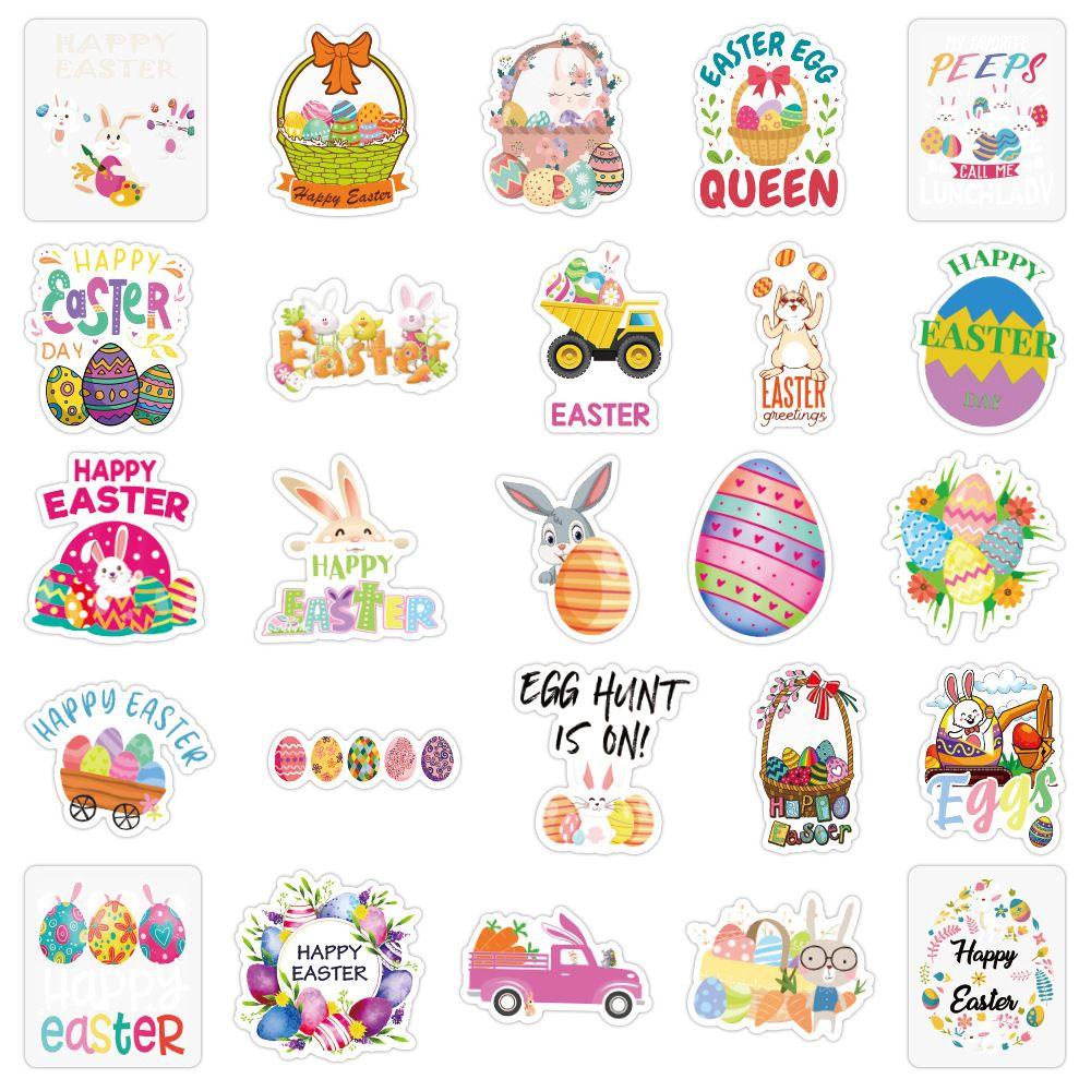 Preva 100pcs Stiker Tema Paskah Anti Air Untuk Dekorasi Laptop / Scrapbook / Koper / Handphone