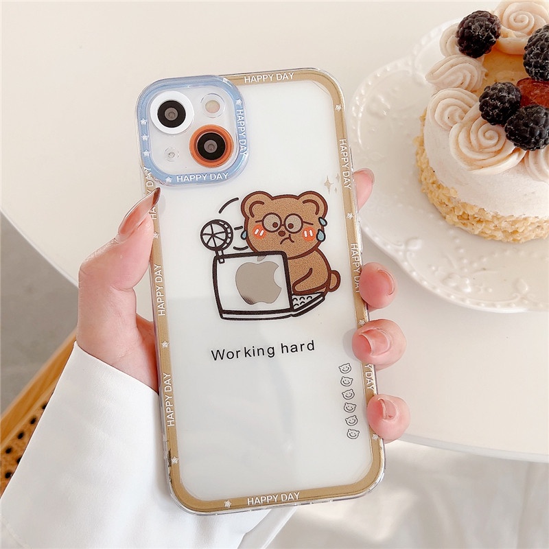 Soft Case Tpu Motif Kartun Beruang Untuk Iphone 11 7 8 Plus 13 Pro Max X Xr Xs Max Se 12 11 Pro Max 12