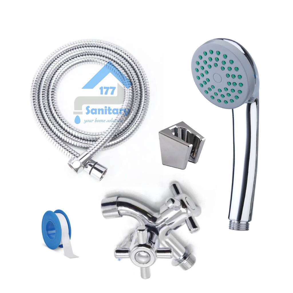 Termurahh Paket Handshower Murah 9903DB- Hand Shower Mandi Set Dan Kran double cabang complete set Minimalis Paket Mumer