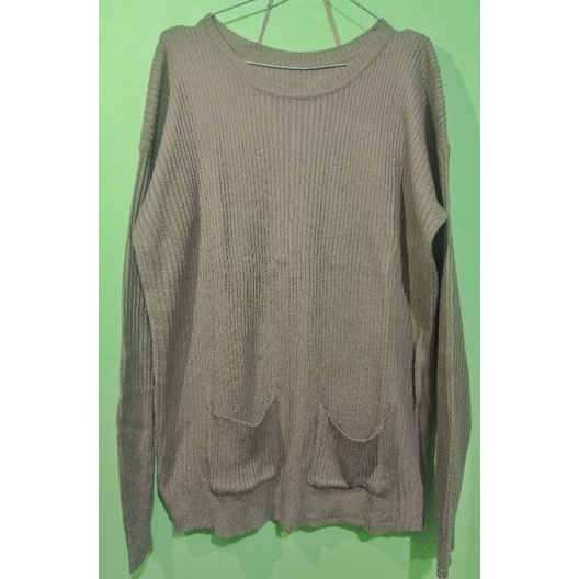 sweater Atasan wanita jumbo bahan rajut lengan panjang