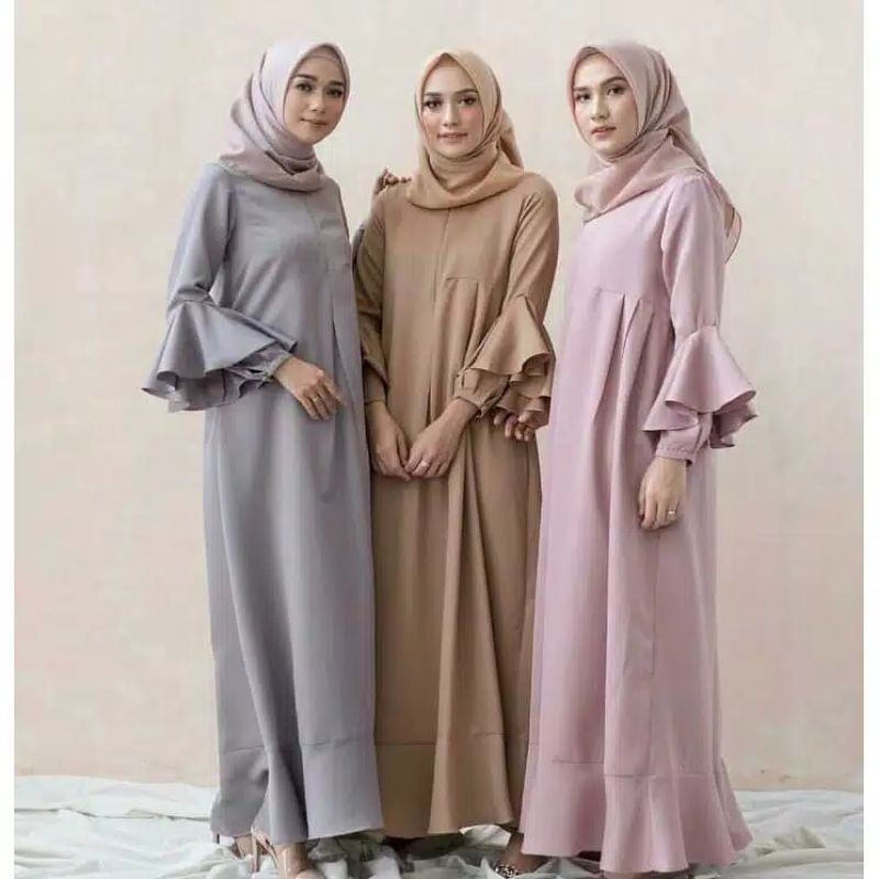 COD Baju Muslim Wanita TRISA Long Dress / Gamis Remaja Kekinian 2021