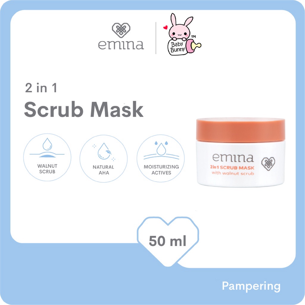 ❤ BELIA ❤ EMINA Scrub Mask 2 in 1 with Walnut Scrub 50mL | masker bilas emina