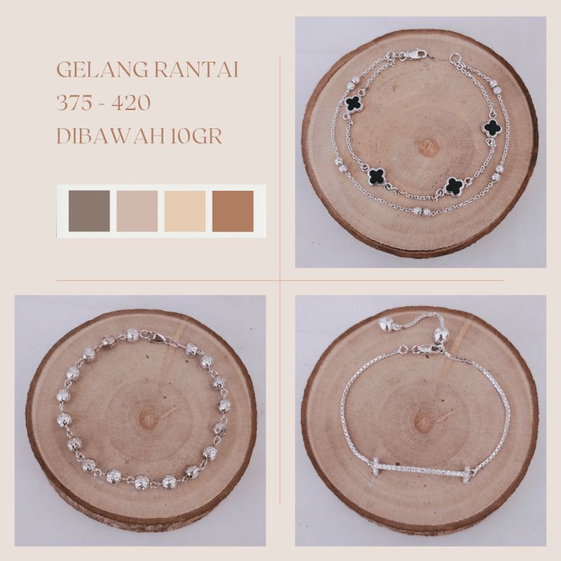 WAJIB TANYA STOK Realpic Gelang Rantai Bracelet Emas Putih Asli Kadar 375-420 | Dibawah 10gr | Part 