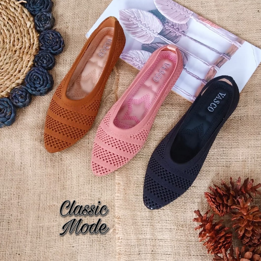 Classicmode - Flats Shoes Wanita Rajut Import Sol Karet Melbourne