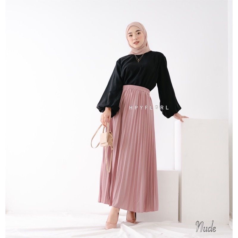 Rok Plisket Mayung Muslimah Premium Warna Nude