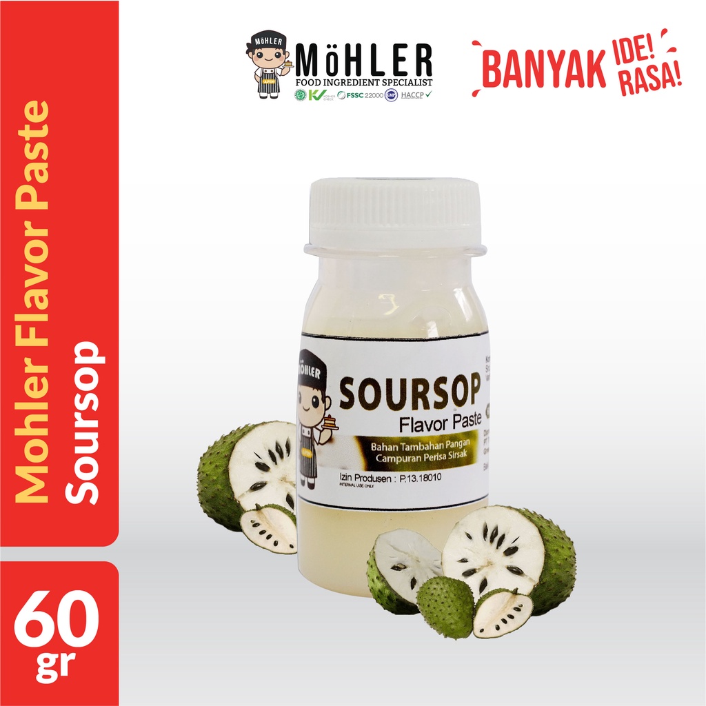 MOHLER Pasta perisa pewarna SIRSAK / SOURSOP (KLIK KOMBO HEMAT UNTUK BELI 1 GRATIS 1)